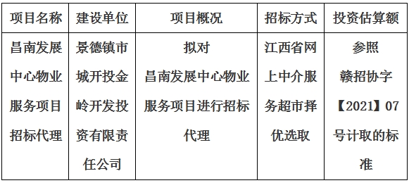 昌南發(fā)展中心物業(yè)服務(wù)項目招標(biāo)代理計劃公告